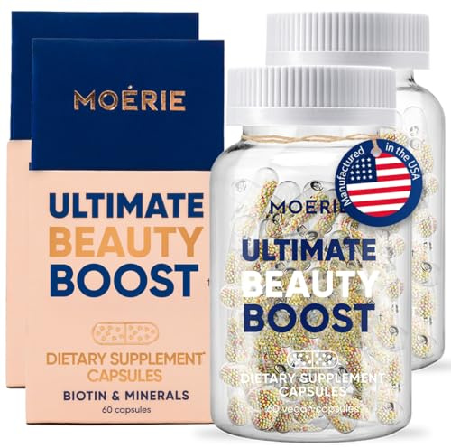 Moerie Ultimate Hair Growth Supplements for Women & Men - Hair, Skin, Nails Vitamins with Biotin & Minerals - for Thicker, Fuller Hair & Hair Loss Treatment - 120 Capsules