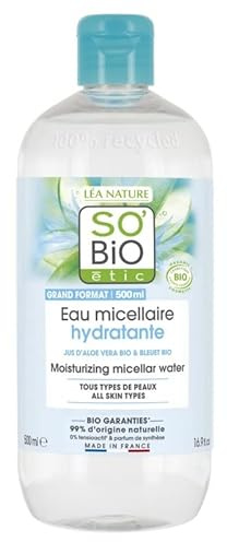 LOTION MICELLAIRE NETTOYANTE ALOÉ VERA BIO 500ML, SO BIO, LOT DE 3