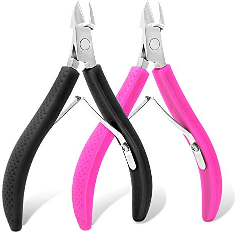 2 tronchesi per cuticole in acciaio inox per cuticole e cuticole, strumenti professionali per la cura delle cuticole, con manico antiscivolo per unghie spesse e incarnite, manicure