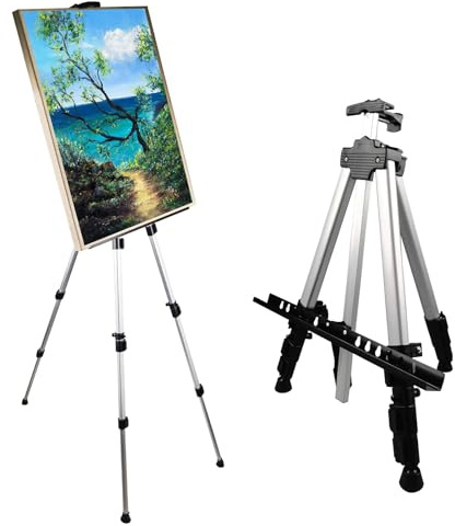 Ns Jymb Art Artist Easel Stand for Painting,Portable Adjustable Easels for Painting Canvases Height from 17 to 66 Inch - Carry Bag for Table-Top/Floor Displaying and Wedding Sign,White