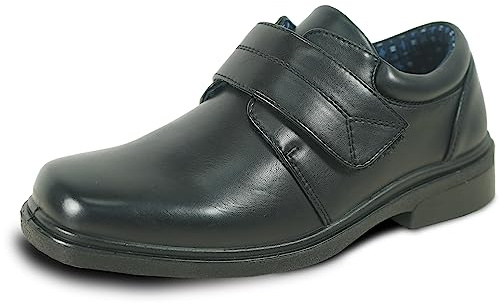 bravo! Boys Classic Slip On Loafer and Lace Up Oxford William Kid Dress Shoe School Uniform with Removable Insole Square Toe Black Brown Black, Black 2, 14 UK