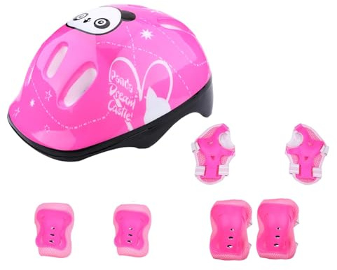 7 Unids/Set Conjunto De Protección Deportiva Rodillera Casco Atlético Muñequeras Ajustable Niños Monopatín Conjunto De Equipo De Protección para Jóvenes Patinaje En Bicicleta(Rosa)