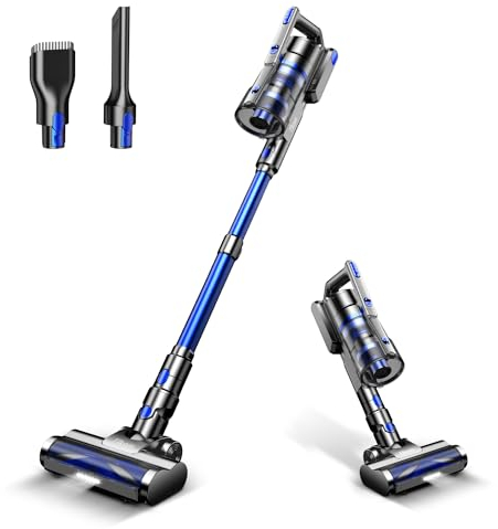 Tikom V700 Akku Staubsauger 450W 33000pa Saugkraft, 40Mins Max, 6 in 1 Staubsauger Kabellos mit 1.3L Staubbehälter, für Teppich, Tierhaare, Hartboden, Blau