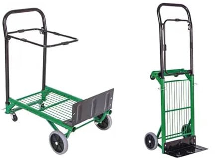 Transport Steel Platform Hand Push Cart Foldable Portable Flat Trolley with Pneumatic Wheel,Warehouse Usage Shopping Trolley,Hold Up To 220 Ibs