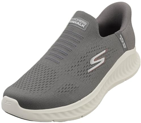 Skechers Baskets Go Walk Now Sauntered pour Homme, Textile synthétique Anthracite, 44 EU