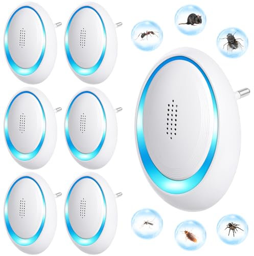 AOOWU 6 Stück Mückenschutz steckdose, Ultraschall-Schädlingsvertreiber, Elektronische Insektenschutz für Mücke, Spinnen, Mäuse, für Schlafzimmer, Indoor