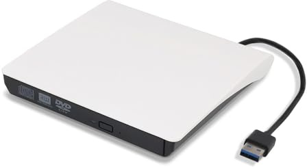 zeryor Lettore DVD esterno portatile 3.0 con USB, lettore DVD CD RW, masterizzatore CD-RW/DVD-RW, compatibile per computer portatili Windows (bianco)