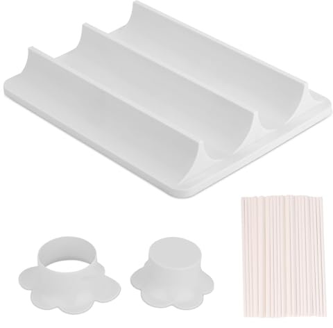 Goktvai Stampo per Cake Pops Rotondo con Pressa e Vassoio Set, Resistente in Plastica Cake Pop Stampo Kit con Robusti Bastoncini di Carta per Dolci Fatti in Casa e Feste Preparare Dessert