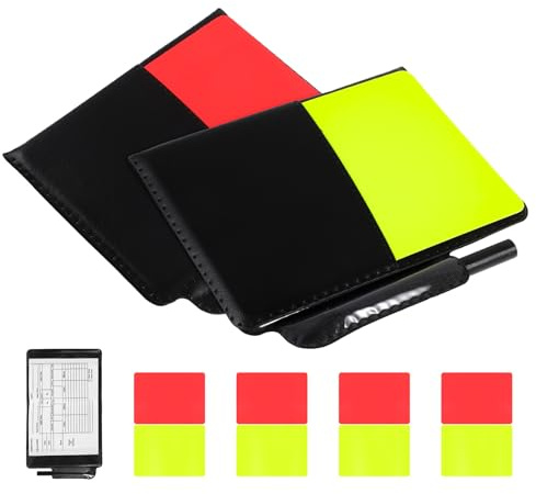 MUSISALY Kit Cartellini Arbitro Calcio in PVC Lucido con Portafoglio Set 3 Cartellini Gialli e Rossi e Fogli Segnapunti per Partite Ufficiali Attrezzatura per Arbitri Sportivi Conforme