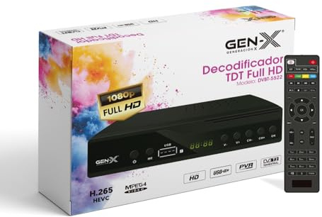 Dacada 2005 Decodificador Digital Terrestre DVB-T2 H.265 HEVC Full HD 1080p | Receptor TDT con HDMI y AV | Modelo DVBT-5522 Gen-x
