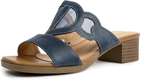 JOMIX Mules Femme À Talon Bloc Confortable Sandales Été Chic et Élégantes Chaussures Ouvertes Faciles à Enfiler pour Quotidien et Vacances