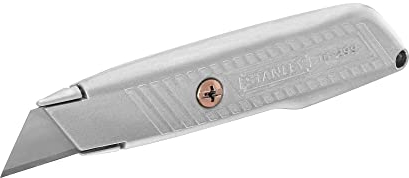 STANLEY Cuchillo de Hoja Retráctil, Robusto Estuche de Zinc, Sistema Interlock, Almacenaje de Hojas en el Mango, Incluye 3 Cuchillas de Repuesto, 0-10-299
