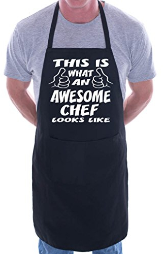 Print4U Awesome Chef Funny Fathers Day BBQ Cooking Novelty Apron Black