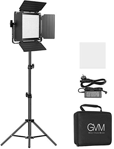 Luz de Video led GVM con Soporte, Bicolor 2300K-6800K Control de aplicación 480 luz de fotografía Continua de Estudio led para fotografía de Video de Youtube, Estudio, iluminación de Video CRI97