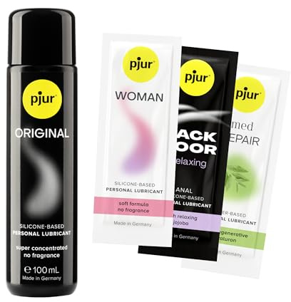 pjur ORIGINAL - Fördelspack inkl. 3 st. glidgelprover - Premium silikon-glidgel - lång glidförmåga utan lim (1 x 100 ml)