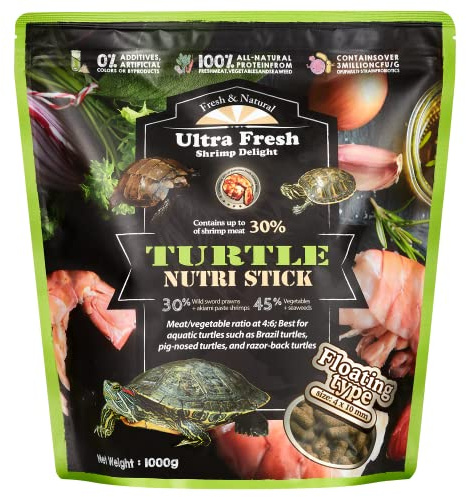 Ultra Fresh - Turtle Nutri Stick, Wild Sword Prawn, Calcium & Vitamin D Enriched Aquatic Turtle Food with Probiotics for Picky Turtles, Made from All Natural Ingredients 35.27oz