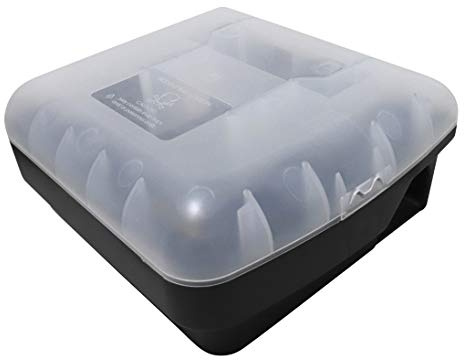 Home It® Råttfällbox i plast med invändig slagfälla – Låsbar betesstation med nyckel – 28 × 23,5 × 13 cm – svart/transparant