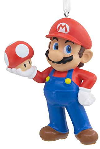 Hallmark Nintendo Super Mario Bros Mario with Super Mushroom Christmas Ornament, Nintendo Decoration, Hanging Ornament, Gifts for Christmas