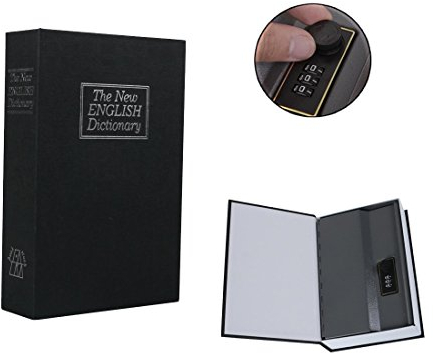 Secret Book Hidden Safe With Lock, Secret box Tikono Home Dictionary Diversion Book Safe with Combination Lock - Security Money Cash Jewelry Gun Stash PASSWORD (Black)