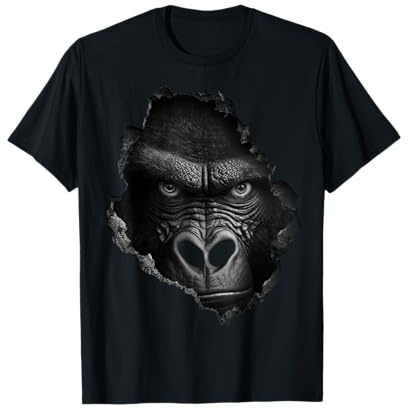 Gorilla Visage Mur imprimé Animal Art Amoureux des Animaux Gorille T-Shirt