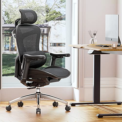 SIHOO Doro C300 Ergonomischer Bürostuhl mit ultraweichen 3D-Armlehnen, dynamischer Lordosenstütze für den Homeoffice-Stuhl, Verstellbarer Rückenlehne (Schwarz)