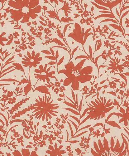 Rasch Tapete 330427 - Vliestapete mit Blumen in Orange, Beige aus der Kollektion Paraiso - 10,05m x 0,53 m (LxB)