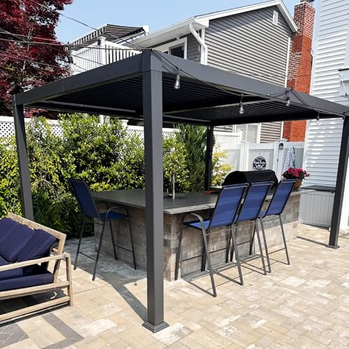 PURPLE LEAF Louvered Pergola 10' x 14' Aluminum Pergola w/Independent Roof