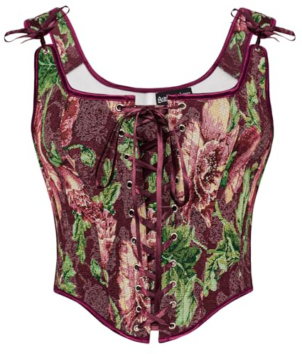 Scarlet Darkness Korsett för damer, bustier i renässansstil, pirattopp, livstycke, kroppsformare