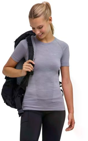 FALKE dam Baslager Ovandel Wool-Tech Light Protective W S/s Ts ull funktionsmaterial snabbtorkande 1 del, Grå Grey-Heather 3757, L