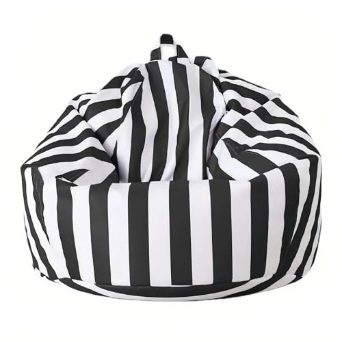 SXBCyan Housse de Pouf Exterieur (sans Remplissage), Fauteuils Poire Impermeable pour Enfant Adulte, Pouf Chaise de Salon, Plage, Jardin, Siège d'angle(Black,D100cm-cover-adults)