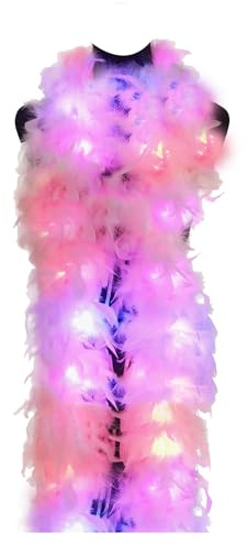 Colorful Feather Boas 1.2m,LED Light Up Boas with 20 Colorful Lights，Fluffy Costume Accessory for Women,Dancing,Weddings,Halloween,1920s Cosplay,Carnival,Party Decorations,Christmas,Holiday Events