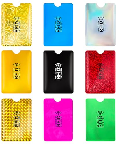 9Pcs RFID Credit Card Holder, Colorful RFID Blocking Card Protector Sleeves Set, Security Proof Card Blocker for Contactless Cards, Identity Card Protectors Credit Card Holder for Women Men