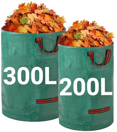 Velway Bolsas De Residuos De Jardín 200L + 300L - Set Reutilizable Con Asas, Tela Resistente Para Basura, Hojas Y Escombros, Impermeables