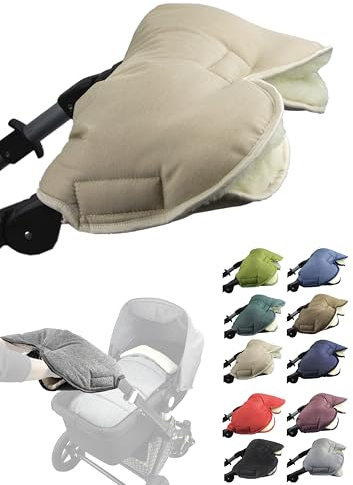 Manopla - Guante para cochecito de bebé, impermeable, resistente al viento, tamaño universal para cochecito, carrito, remolque de rueda (beige jaspeado)