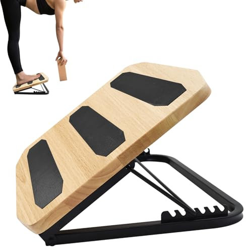 JNUYISW Schrägbrett aus Holz, Verstellbare Slant Board Wadendehner 220lbs Tragfähigkeit Tragbare Multifunktionell Wadenstrecker Wadentrainer Fußstützen für Knie, Knöchel, Ferse, Füße, Bein