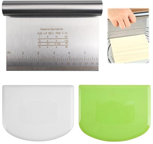 3 Pezzi Taglia Impasto, Inox Taglia Pasta per Impasti, Raschietto per Pizza con Manico, Tarocco per Impasti, Taglia Pasta per Impasti, Pasta per Impasti per Torte, Pasta, Pane Pizza