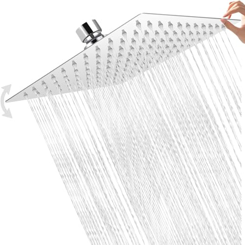 Duschkopf regendusche 12 Zoll(30x30cm), Duschkopf Regendusche Edelstahl, Kopfbrause Gebürstetes, Chrom, Selbstreinigende Regendusche Brausekopf Quadratisch, Rain Shower (Eckig)