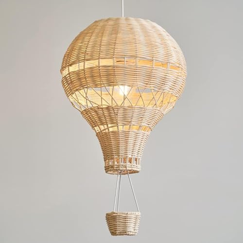 HLRTBCN Lámpara de Madera Boho para vivero Air Globo de Aire Caliente Colgante de Colgante Natural lámpara de Rejilla Aqiong