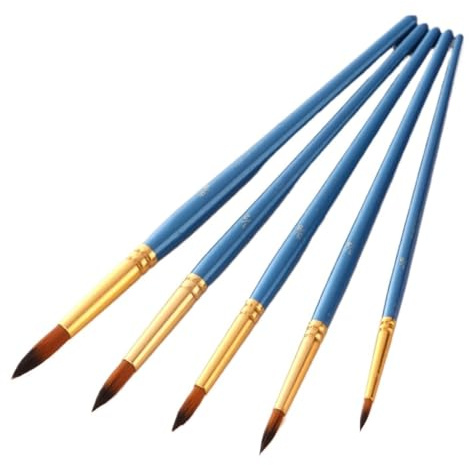 XBTGS Juego de 5 pinceles de pintura de nailon para el cabello, varilla corta para aceite, acrílico, pinceles de acuarela, suministros de arte, azul, como se muestra, azul como se muestra