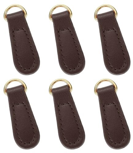 QUARKZMAN 6pcs Tirettes De Fermeture Eclair, 1.57 Pouces Tirettes En Cuir Kit De Remplacement Et Reparation De Fermeture Eclair Poignee Pour Valises Vetements Vestes, Marron Fonce