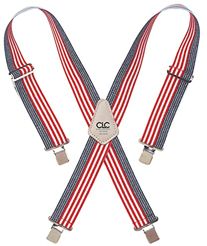 Custom Leathercraft110USA Heavy Duty Elastic Work Suspenders, USA Flag Print