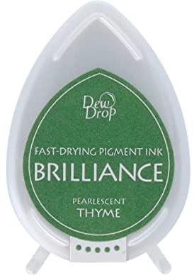 Tsukineko 3.5 x 5 cm Brilliance Pigment Pearlescent Thyme Stamp Pad, Green