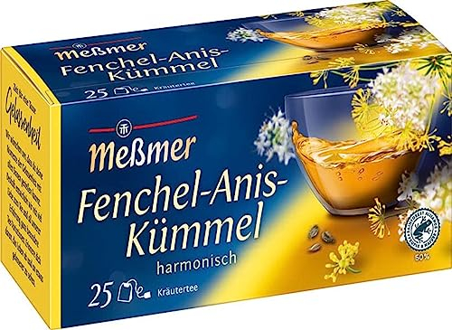 Meßmer Fenchel-Anis-Kümmel | 25 Teebeutel | Vegan | Glutenfrei | Laktosefrei