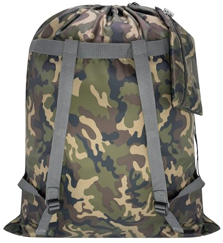 Laundry Bag Backpack, 27x 34Laundry Bag with Straps & Drawstring, Camo