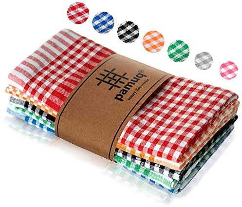 pamuq Geschirrtücher Baumwolle 100% - Mehrfarbig kariert, 5er Set, 45x65cm, mit Aufhänger - Geschirrhandtücher Baumwolle Trockentücher Küche Küchentücher Baumwolle Küchenhandtücher