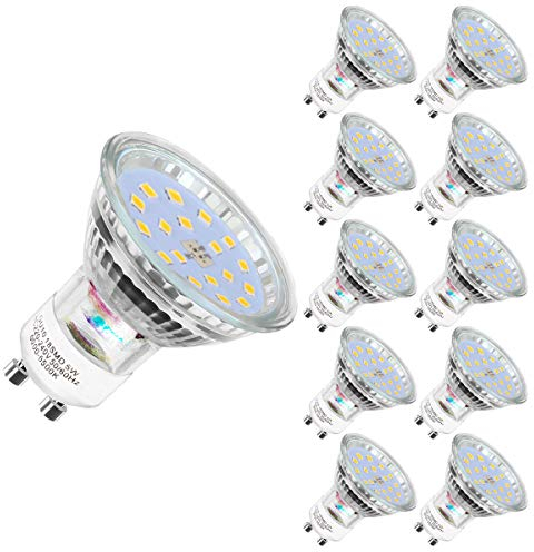 Yiahin GU10 LED Lampe 5W Ersetzt 50W Halogen, Nicht Dimmbar Reflektor, Kaltweißes Licht (6000K), 230V Flimmerfrei Strahler, 120° Abstrahlwinkel, 450 Lumen, 10er Pack