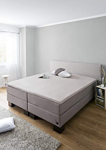 Schiesser Topperspannbettlaken Flexi - 95/5-180 x 200 cm - Helltaupe