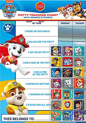 Paper Projects 01.70.30.025 Paw Patrol Belohnungstafel und Aufkleber für Töpfchentraining und Toilettentraining, Mehrfarbig, 29.7cm x 42cm