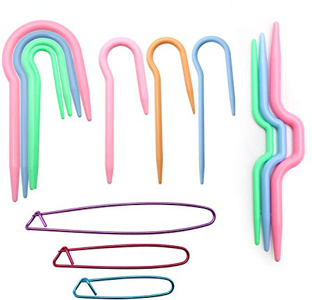 CHSEROK 13 Pcs Cable Knitting Needles & Stitch Holders Color Mixing Set Practical Knitting Tools