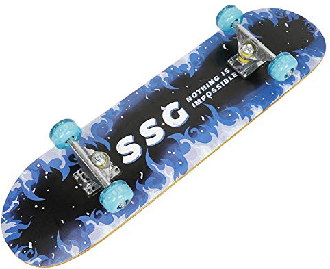 Skateboard Surface Antidérapante,avec Roulements à Billes ABEC-7, en Bois d'Erable,Capacité de Charge: 250 kg (A)